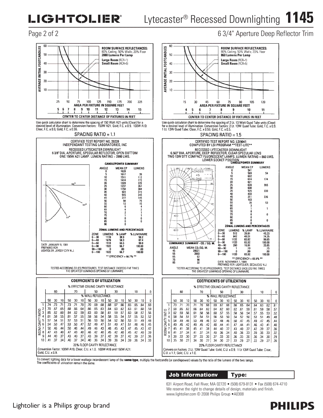 Lightolier 1145 specifications Lytecaster Recessed Downlighting  